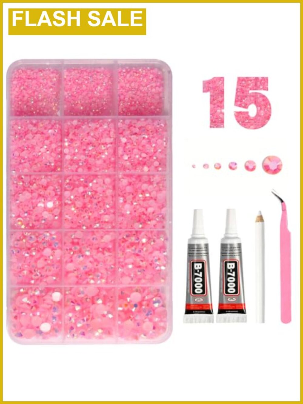 Resin Rhinestones Kit with 5 Sizes for DIY Crafts, Nail Art